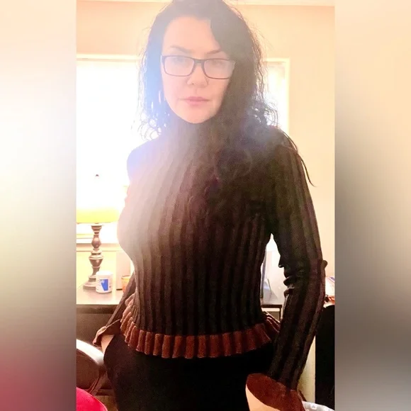 Zara Women Brown/Black Long Sleeve Turtleneck M - Picture 3 of 3